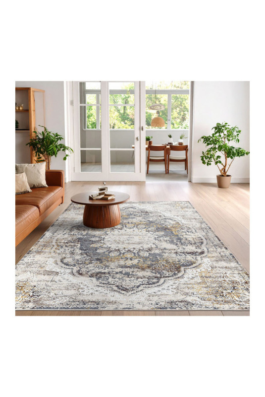 Tapis 80x150cm - Crème Gris Bordeaux Rouge