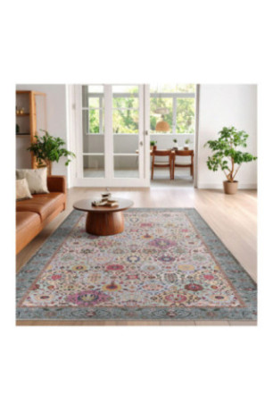 Tapis 80x150cm - Crème Rouge Orange Bleu Vert