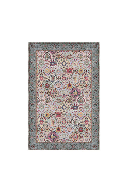 Tapis 80x150cm - Crème Rouge Orange Bleu Vert