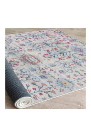 Tapis 80x150cm - Bleu Orange Rose Gris