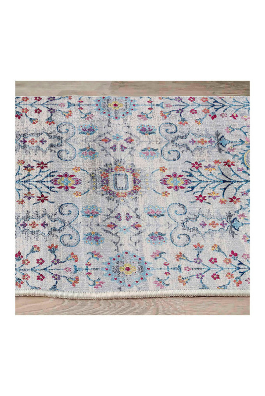 Tapis 80x150cm - Bleu Orange Rose Gris