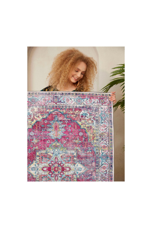 Tapis 80x150cm - Carrelage blanc rouge vert bleu
