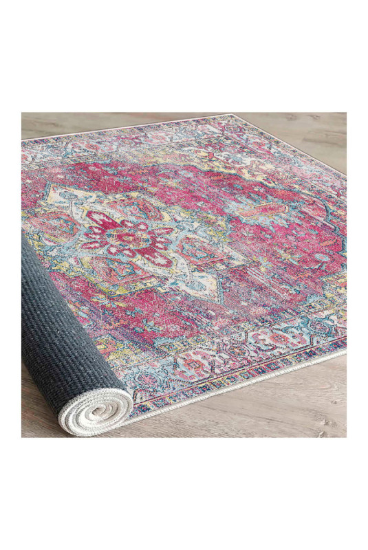 Tapis 80x150cm - Carrelage blanc rouge vert bleu