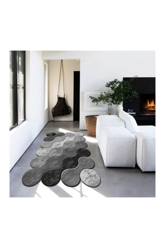 Tapis 100x150cm - Blanc Gris Noir