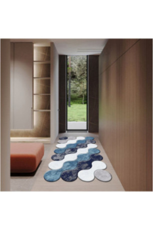Tapis 100x200cm - Bleu clair turquoise lilas bleu marine