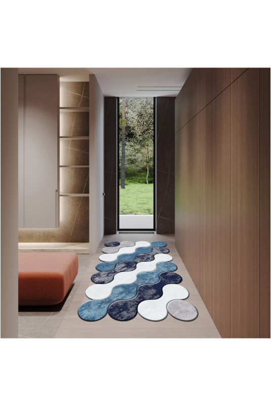 Tapis 100x200cm - Bleu clair turquoise lilas bleu marine