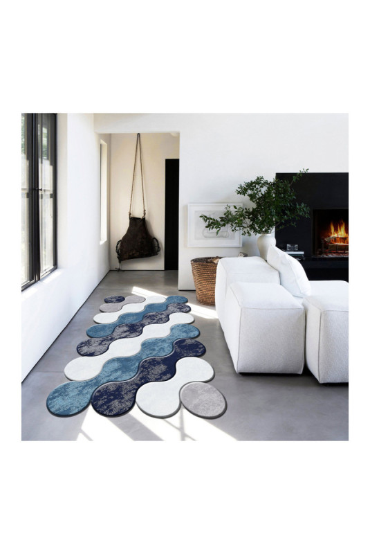 Tapis 100x200cm - Bleu clair turquoise lilas bleu marine