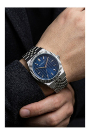 Montre Quartz - Silver/Silver/Dark blue textured - Walter Bach