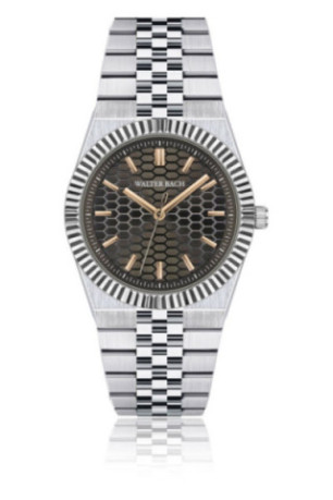 Montre Quartz - Silver/Silver/Darl brown textured - Walter Bach