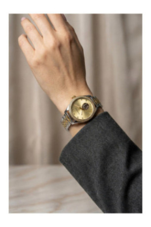 Montre Automatique Femme - Gold/2 tones: silver + gold/Gold sunray