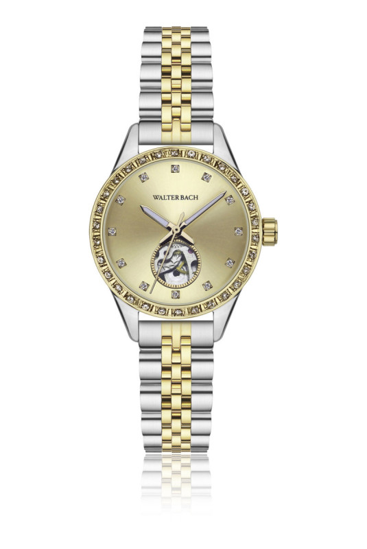 Montre Automatique Femme - Gold/2 tones: silver + gold/Gold sunray