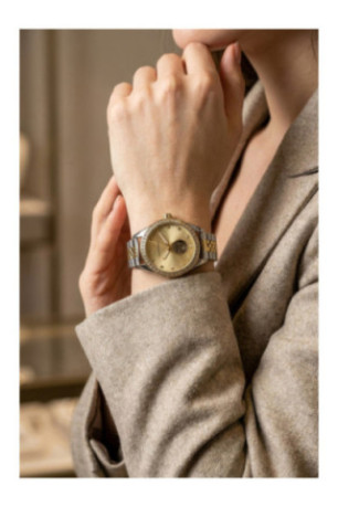 Montre Automatique Femme - Gold/2 tones: silver + gold/Gold sunray
