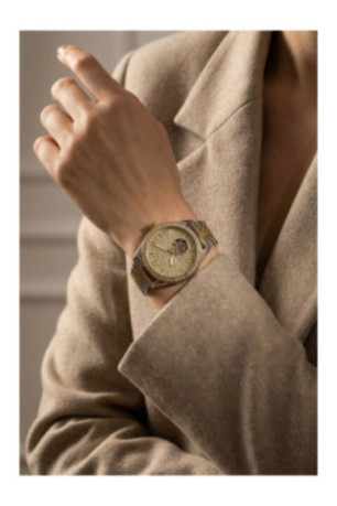 Montre Automatique Femme - Gold/2 tones: silver + gold/Gold sunray
