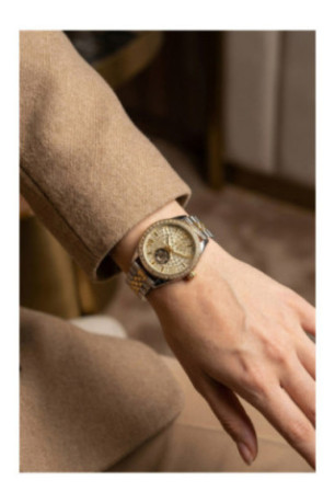Montre Automatique Femme - Gold/2 tones: silver + gold/Gold sunray