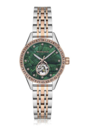 Montre Automatique Femme - Silver/2 tones: silver + rose gold/Green Malachite