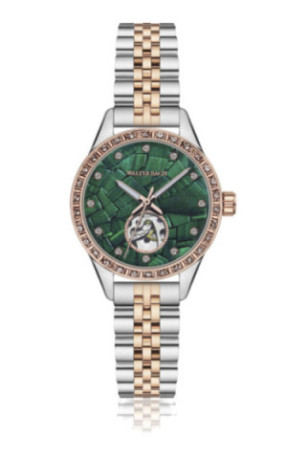 Montre Automatique Femme - Silver/2 tones: silver + rose gold/Green Malachite