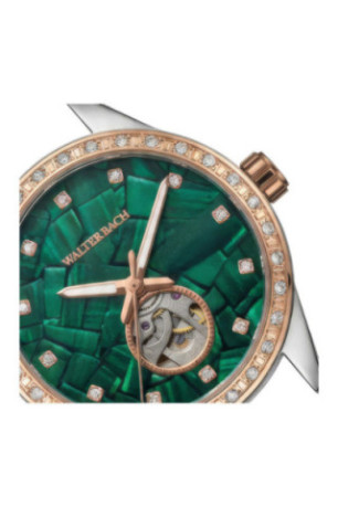 Montre Automatique Femme - Silver/2 tones: silver + rose gold/Green Malachite