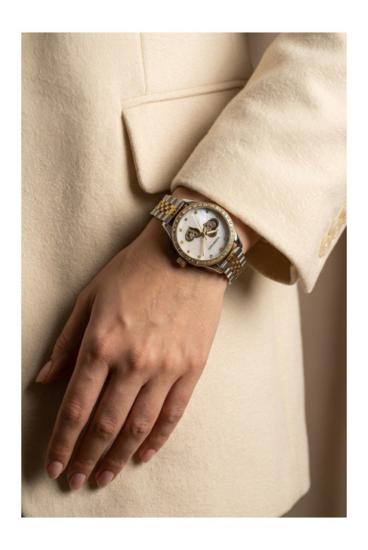 Montre Automatique Femme - Silver/2 tones: silver + gold/White Mother Of Pearl
