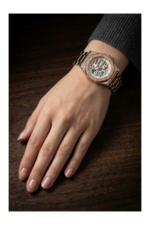 Montre Automatique Femme - Rose gold/2 tones: silver + rose gold/Sunray