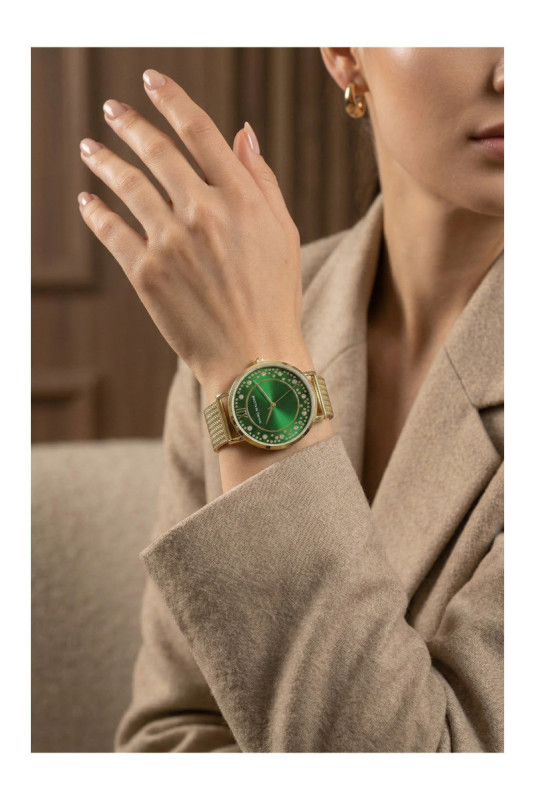 Montre Quartz Femme - Gold/Gold/Green sunray