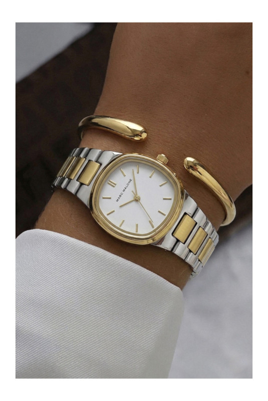 Montre Quartz Femme - Silver/2 tones: silver + gold/White