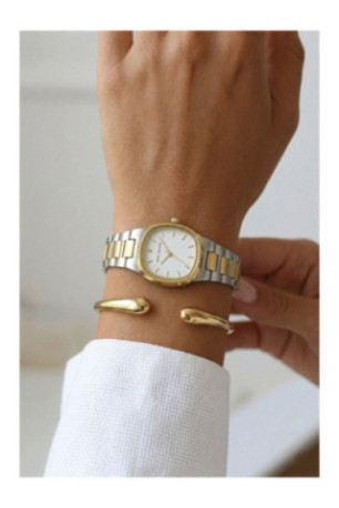 Montre Quartz Femme - Silver/2 tones: silver + gold/White