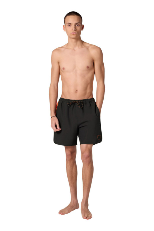 Short de bain Samy noir et orange