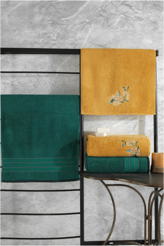 Ensemble de serviettes (4 pièces) - Vert Jaune
