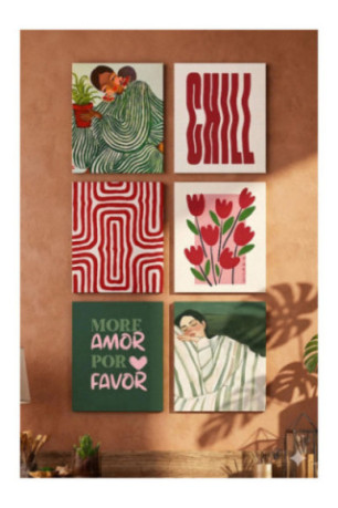 Peinture décorative sur toile (6 pièces) - Multicolore