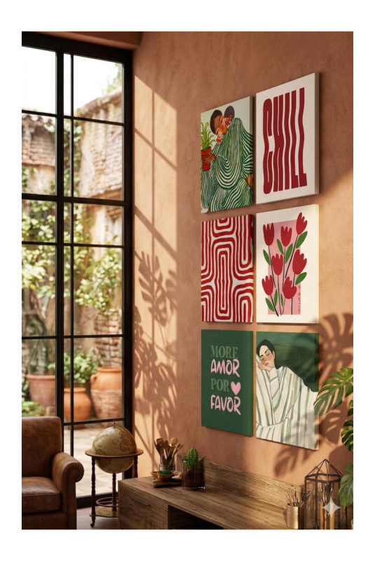 Peinture décorative sur toile (6 pièces) - Multicolore