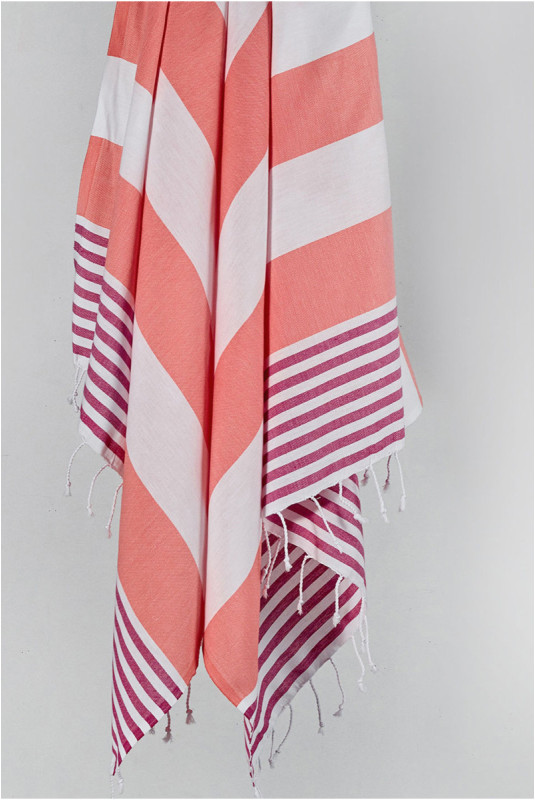 Fouta (Serviette de plage) - Fuchsia blanc