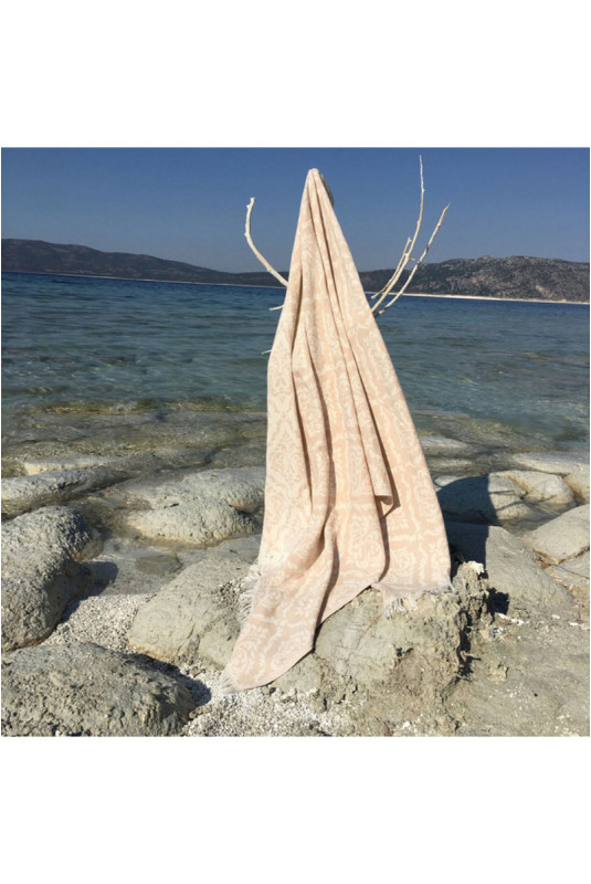 Fouta (Serviette de plage) - Beige Blanc