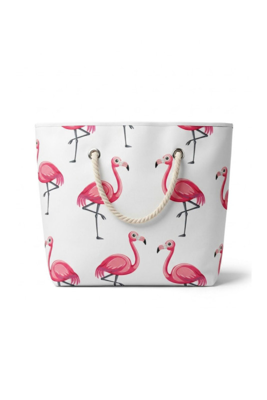 Sac de plage - Blanc Rose Noir
