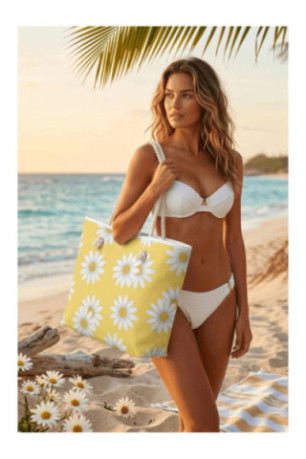 Sac de plage - Jaune Blanc