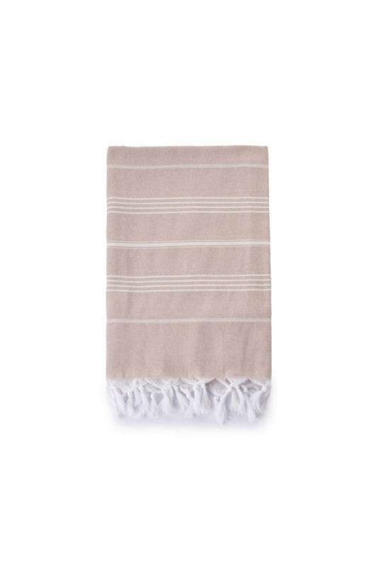 Fouta (Serviette de plage) - Beige Blanc