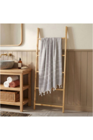 Fouta (Serviette de plage) - Gris clair Blanc