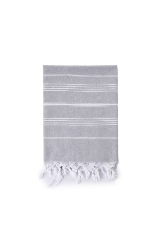 Fouta (Serviette de plage) - Gris clair Blanc