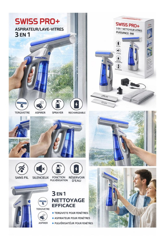 Nettoyeur de vitres 3 en 1 SWISS PRO+