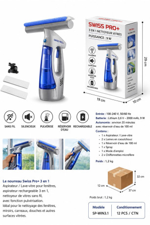 Nettoyeur de vitres 3 en 1 SWISS PRO+