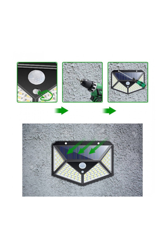 Lampe Solaire Extérieur 100 LED avec Détecteur de Mouvement