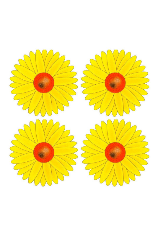 4 Stickers anti-mouches Motif tournesol 10 cm