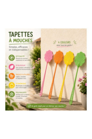 Set de 4 tapettes à mouches Fleur Multicolore 50 cm