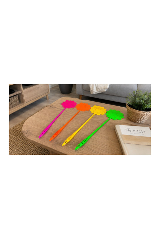 Set de 4 tapettes à mouches Fleur Multicolore 50 cm