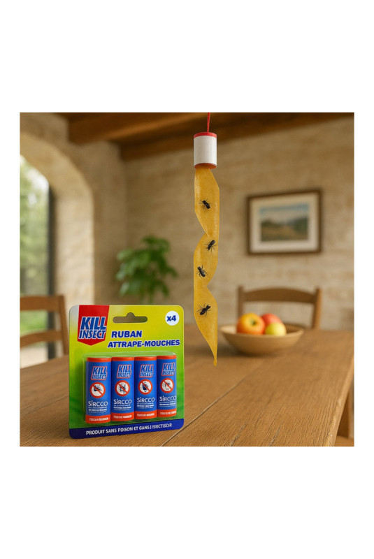 Pack de 4 Rubans Attrape-Mouches - Sans Insecticide
