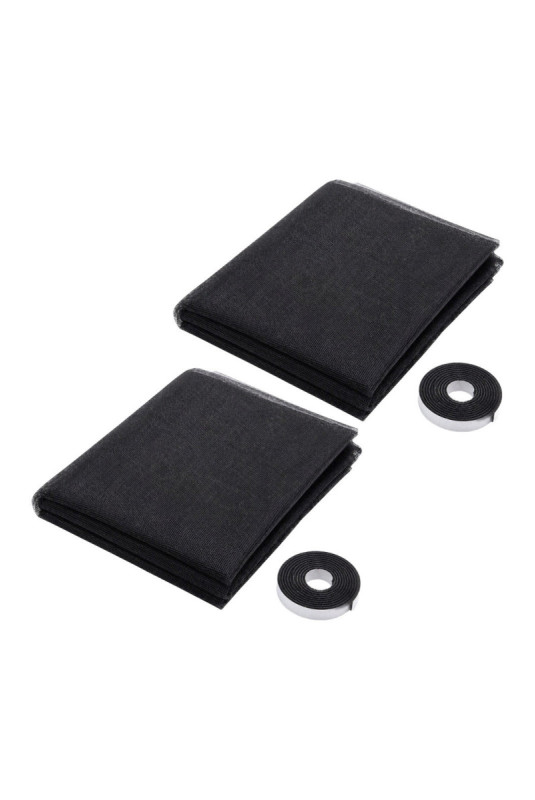 Set de 2 moustiquaires pour fenêtre Noir 130 x 150 cm