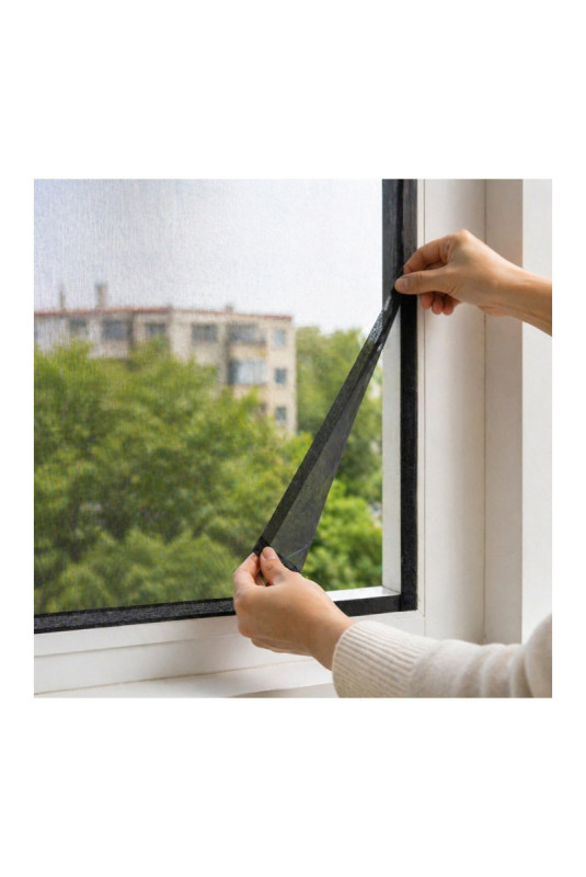 Set de 2 moustiquaires pour fenêtre Noir 130 x 150 cm