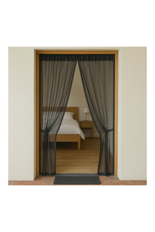 Lot de 2 moustiquaires pour porte et fenêtre noires 75 x 220 cm