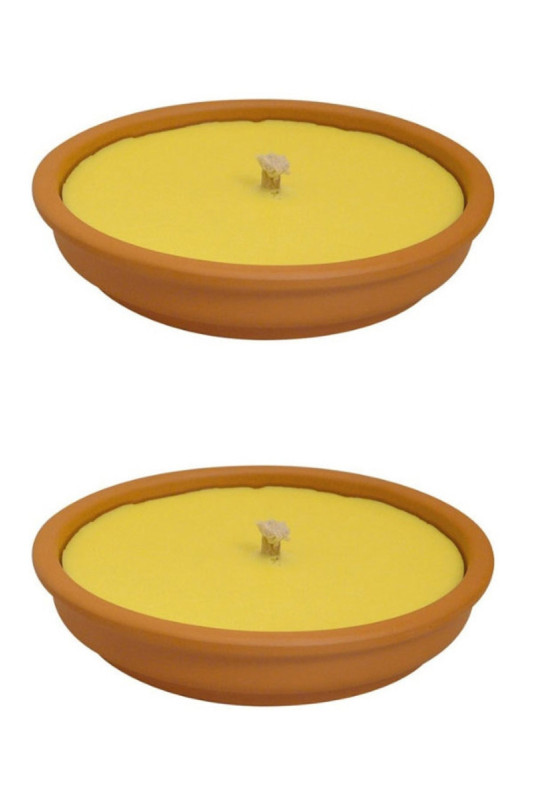 2 bougies citronnelle anti-moustique pot terre cuite 10 cm
