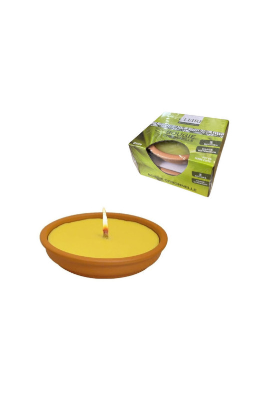 2 bougies citronnelle anti-moustique pot terre cuite 10 cm
