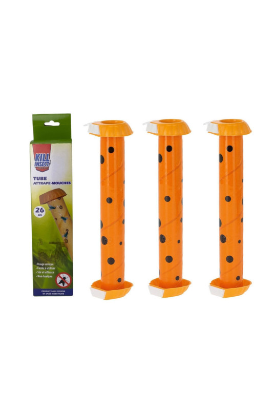 Pack 3 pièges collants à insectes orange et noir 26 x 6,5 cm